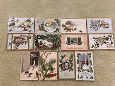 LOT OF 12 VINTAGE ANTIQUE POSTCARDS CHRISTMAS 1907-1910 in Clear Sleeves picture
