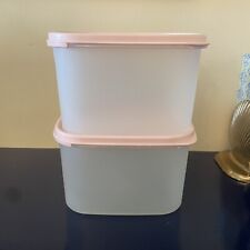 Vintage Tupperware Modular Mates Rectangle Storage Containers with Pink Lids picture