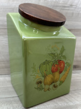 Vintage MCM Hyalyn USA 199-L Ceramic Canister With Wooden Lid picture