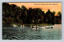 New Castle PA-Pennsylvania, Boating on Cascade Lake, Antique Vintage Postcard picture