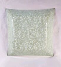 Vintage Mid Century Deco Vine Pattern Square Glass Ceiling Light Shade 13” CHIP picture