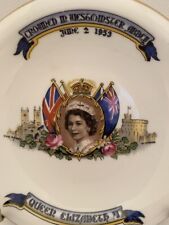 Collectible Royal Queen Elizabeth Crowned 1953 Bone China Dish By Aynsley  picture