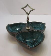 Vintage Canada Green Blue Mountain McMaster Evangeline 3 Divided Tidbit Bowl picture