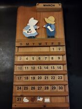 Vintage Hand Painted Wood Perpetual Calendar Country Home Primitive Complete  picture