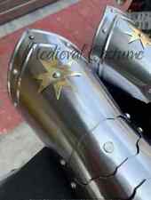 Silver Medieval Gauntlet Knight Crusader Armor Steel Gloves picture