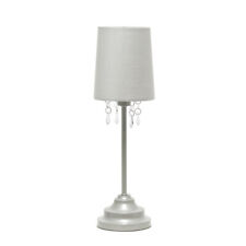 SIMPLE DESIGNS LT3018-GRY Table Lamp with Fabric Shade and Hanging Acrylic Beads picture
