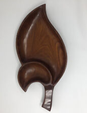 Caribcraft Solid Mahogany Hand Made Leaf Shape Tray Made In Haiti picture