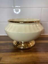 Classic Shafer Ceramic Cream 23K Gold Trim Planter Vintage Garden Pottery Swirl picture