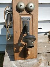 Antique Phone Julius Andrae & Sons (Andre) Oak Crank Wall Telephone picture