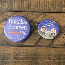 Set Of Two Vintage Politucal Campaign Buttons Dukakis Bentsen 1988 picture