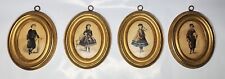 4 VINTAGE BORGHESE VICTORIAN FASHION PRINT OVAL PICTURES GOLD FRAMED CHALK picture