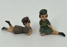 Vintage Wilton Girl Scout Brownie Cake Toppers Figurines 1950s Set of 2 picture