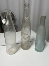 3 Vintage Old Glass Soda Pop Bottles picture