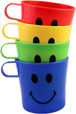 4 Pack Plastic Smiley Face Plastic Mug BPA Free Party Favor Drinking Cup picture