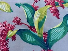 30's Deco Candy Colored Hawaiian FANTASY Leafy Floral Barkcloth Vintage Fabric picture