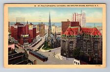 Buffalo NY-New York, St Paul's Episcopal Cathedral, Vintage c1940 Postcard picture