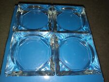 Lot x 4 Mid Century Modern Classic Square Clear GLASS ASHTRAY 3.5