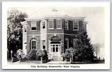 Sistersville West Virginia~City Building~Library~1950s B&W Postcard picture