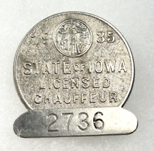 1935 IOWA Chauffeur Badge #2736 picture