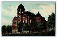 1910 High School Building Exterior View Jackson Michigan Unposted Trees Postcard picture