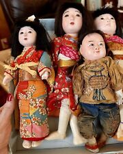 Ichimatsu Girl Doll Lot Of 4 Japanese Vtg 12” Gofun Maiko Child Silk Kimono Doll picture