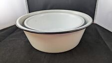 Lot Of 2 Vintage White Enamelware Bowls with Black Rims picture
