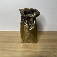 Vintage Bronze Paper Bag Sculpture Art Heavy picture