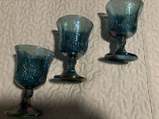 Vintage Indiana Blue Purple Carnival Glass Water Goblet Grapes Leaves  5 3/8