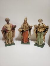Rare Vintage Cartapesta Paper Mache 3 Wise Men Nativity Figures Made In Italy  picture