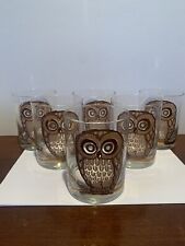 Vintage Georges Briard Owl Glass Set 22K Gold. Signed picture