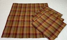 Four Large Dinner Napkins, Woven Plaid, Rust, Gold, Green, World Market, Cotton picture