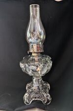 Antique 1890's Princess Feather Clear Glass Massive Sewing Oil Lamp picture