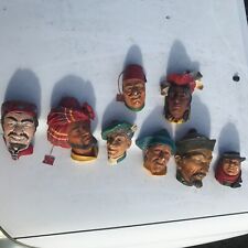 lot of 8 Vintage Bossons England Chalkware Heads 1960s. 1 is not labeled  picture