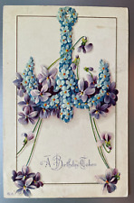 Vintage Victorian Postcard 1901-1910 A Birthday Token - Anchor of Flowers picture