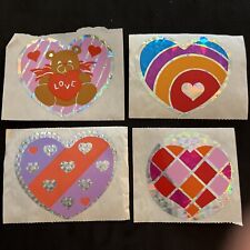 Lot Of 4 Vintage 80’s Prism HEARTS Valentine’s Stickers - Rare picture