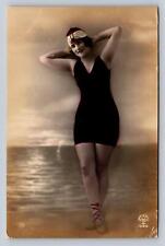 Tinted RPPC Real Photo Postcard 1900s French Risque Bathing Beauty Alfred Noyer picture