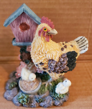 Collectible farmhouse resin hen and chickens picture