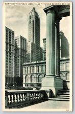 Vintage Antique Postcard Chicago, Illinois Public Library Pittsfield Buildings picture