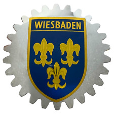 Vintage Wiesbaden German Auto Show Chrome Emblem Grille Shield Logo Badge 3,5