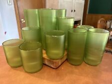 Vintage Set 12 Majestic USA Ribbed Plastic Drinking Glasses Tumblers Lime Green picture