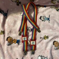 Vintage 1982 Peyo The Smurfs Rainbow Suspenders Smurfette Adjustable Clip On picture
