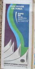 NOS Vintage 1986 AAA VANCOUVER VICTORIA B.C. CANADA STREET MAP; EXPO '86 Insets picture