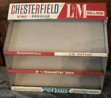 VINTAGE CHESTERFIELD/LM METAL GENERAL STORE CIGARETTE DISPLAY RACK & CARDS picture