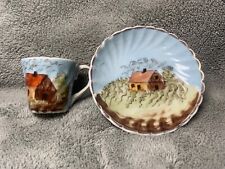 Hand Painted Antique England Rare Miniature Cup and Saucer picture