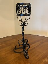 Vintage Twisted Wrought Iron Candle Stand Holder 16.75
