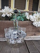 Vintage Park Sherman Chrome and Glass Decanter Pump and (5) 2oz Shot Glasses picture