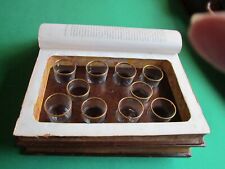 Antique French Cordial Glasses in Fitted Leather Book Shaped Box picture