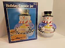 Vtg 1990s East West Distributing Co. Christmas Ceramic Snowman Cookie Jar in Box picture