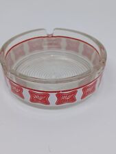 Vintage VTG Miller High Life Glass Ashtray Man Cave Red White 4 inch Classic picture