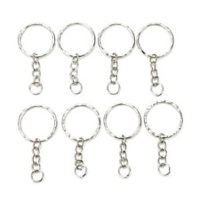 100pcs 25mm Keyring with Chain Silver Split Ring Keychain Key Ring picture